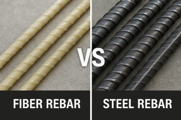 Comparison between fibre rebar and steel rebar
