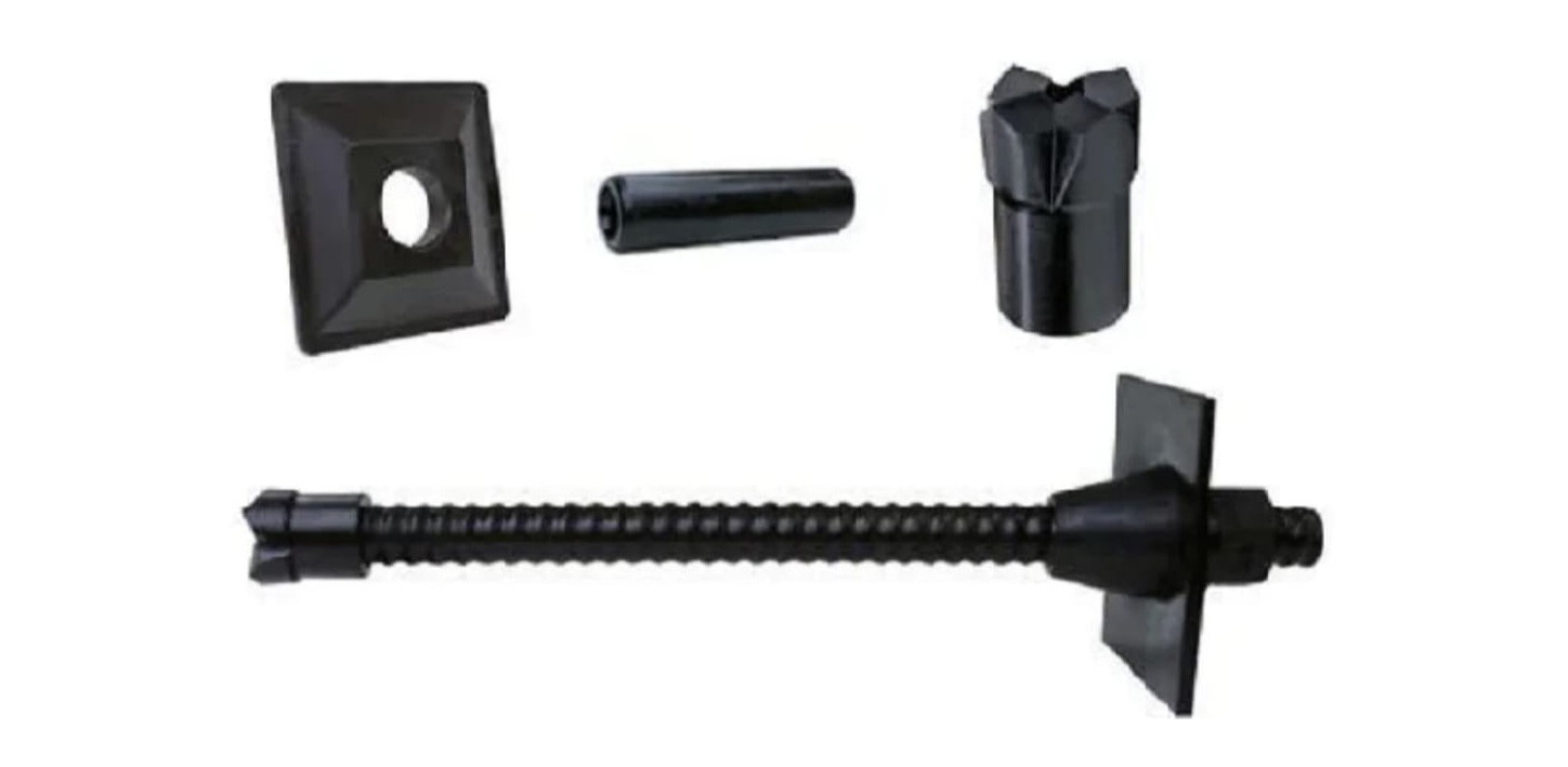 FBT composite fibre bolt components on a white background